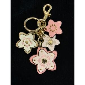 Coach Wildflowers Floral Cluster Bag Charm Keychain Flower Pink Multi NWOT